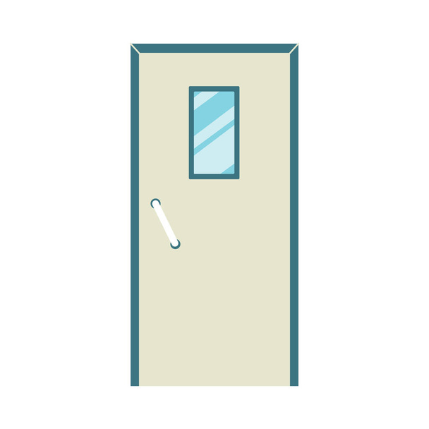 Icon of closed metal door with glass window flat vector illustration isolated. - Vektor, kép