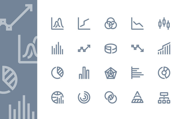 Diagrams and chart icons. Line series - Vector, Image