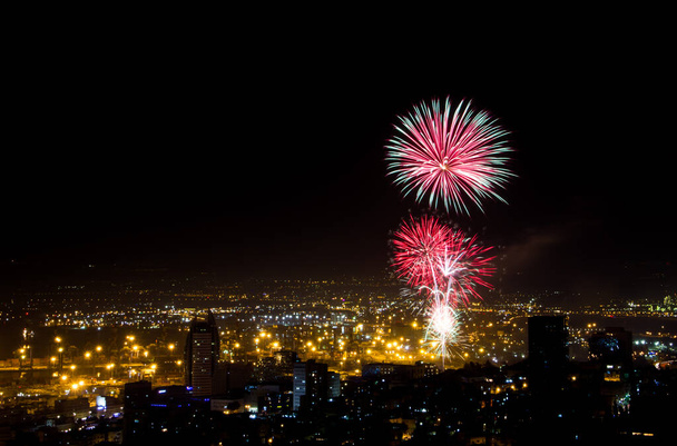 beautiful fireworks for Independence Day of Israel in the city of Haifa - Photo, Image