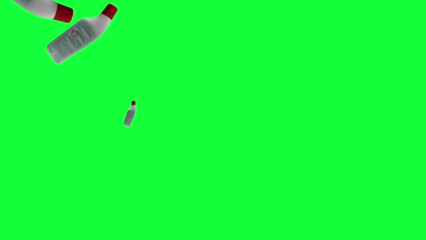 skupina plastových láhví animace, upravitelná zelená obrazovka, hladká smyčka -Chroma klíč - Záběry, video