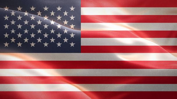 Σημαία των Ηνωμένων Πολιτειών κυματίζει στον άνεμο. Σχεδιασμός τρισδιάστατης κυματιστή σημαίας. Το εθνικό σύμβολο των Ηνωμένων Πολιτειών, 3D απόδοση. - Φωτογραφία, εικόνα