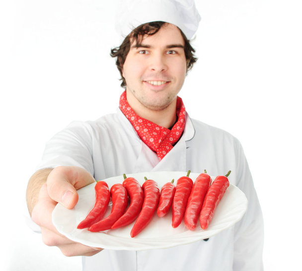 Cook with red peppers - Foto, Imagem