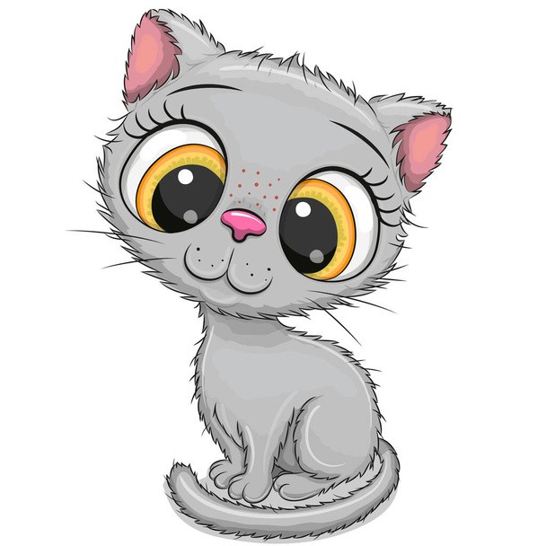 Cute Cartoon british kitten isolated on a white background - Διάνυσμα, εικόνα