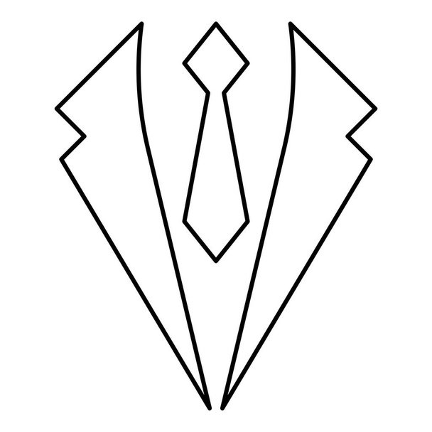 Бізнес-концепція Жакет та краватка Костюм на весілля Чоловічий одяг в одязі Представницька ідея значок контуру чорного кольору Векторна ілюстрація плоский стиль простого зображення
 - Вектор, зображення