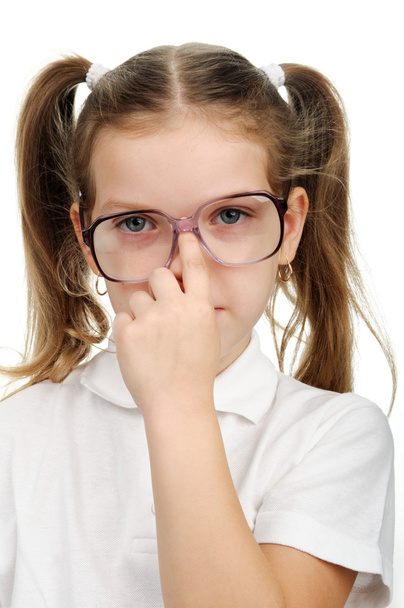 Thinking child with glasses - Фото, зображення