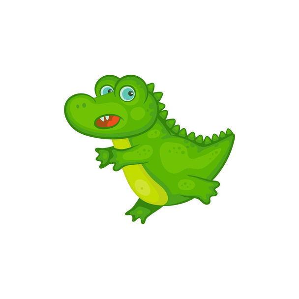 Mignon bébé crocodile vert personnage de dessin animé, illustration vectorielle isolé
. - Vecteur, image