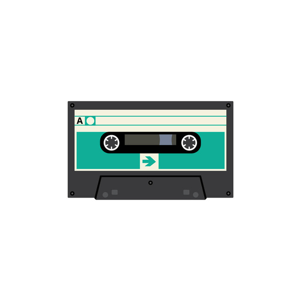 VIntage video tape or music cassette icon flat vector illustration isolated. - Вектор,изображение