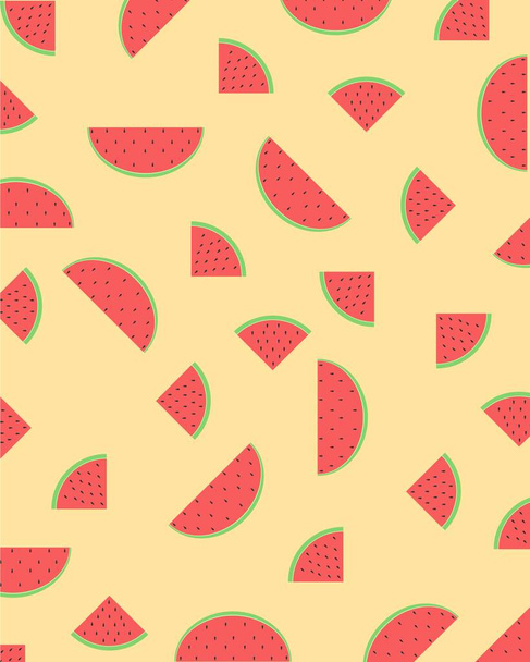 Illustration vector design of seamless pattern of watermelon - Вектор, зображення