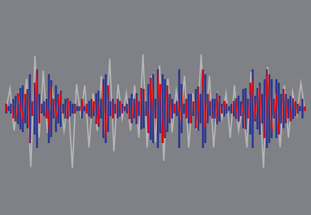 Moderní neonové zvukové frekvenční logo. Digitální audio koncept hudební technologie. Stylizované vlnové linie, konstrukční prvky. Abstraktní barevné pulsní ekvalizér pozadí - Fotografie, Obrázek