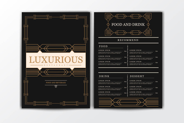 Restaurant Food Menu Template. Elegant Luxurious Vintage Menu with Food and Drinks. Ornament Decoration for Creative Cafe Menu, Brochure and Coffee House. - Vector, Image