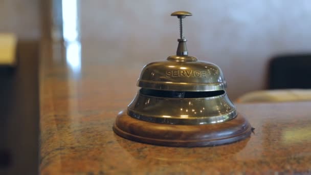 Woman is ringing reception bell - Footage, Video