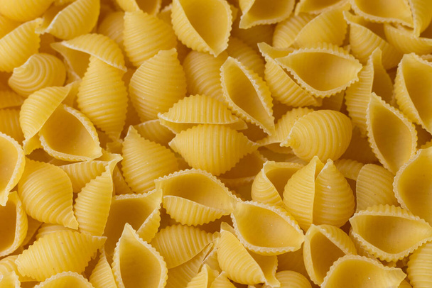 Zeeschelp pasta close-up, bovenaanzicht, achtergrond - Foto, afbeelding