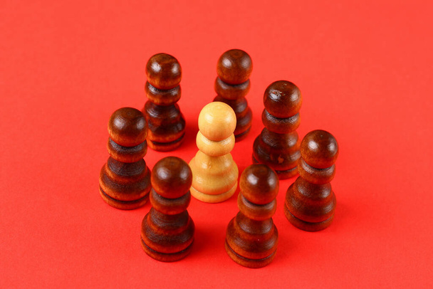 Abstract art concept of an ideological leader and organizer of management based on chess pawns - Photo, image