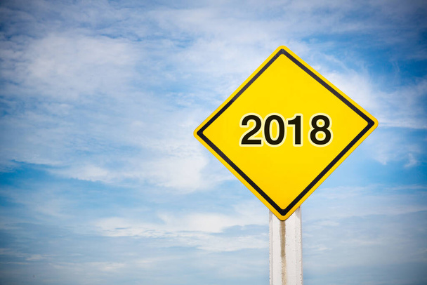 new year 2020 road sign on the sky background - Фото, зображення