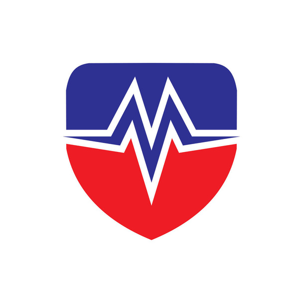 Pajzs M betű orvosi védelem logó design vektorral - Vektor, kép