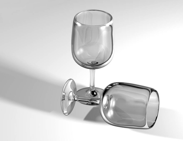 Para szklanych kieliszków - ilustracja 3D - Zdjęcie, obraz
