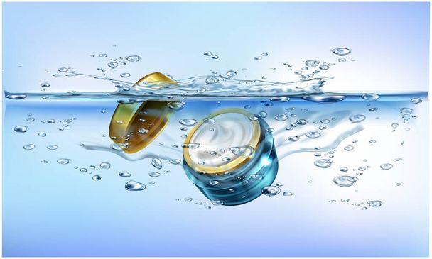 mock up illustration of moisturizer cream in deep water background - Vector, Image