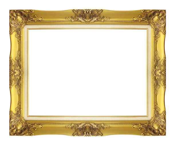 antique golden frame isolated on white background - Photo, Image