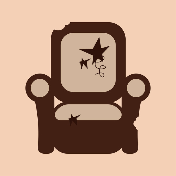 ilustración con el icono del sillón roto. mascotas roído y desgarrado asiento
 - Vector, imagen