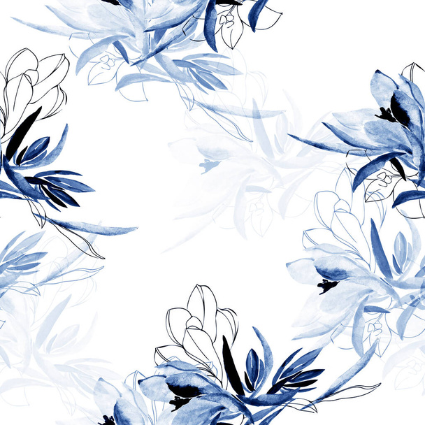 Crocus seamless pattern.Image on a white and color background. - Foto, afbeelding