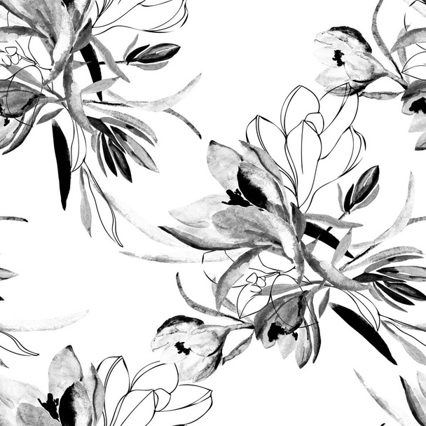 Crocus seamless pattern.Image on a white and color background. - Photo, Image