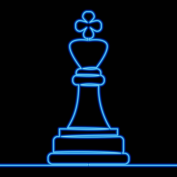 Continuous one single line drawing chess king strategy leadership icon neon glow vector illustration concept - Vector, Image