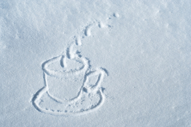 Cup drawn in snow - Photo, Image