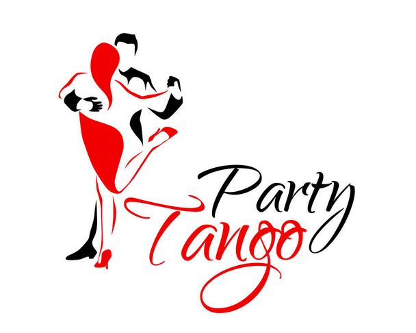 Логотип танго латино. Танцующая пара мужчина и женщина векторная иллюстрация, икона для танцевальной школы, вечеринки, уроки
 - Вектор,изображение