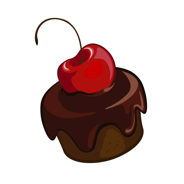  Chocolate Cupcake. Vector illustration on a white background. - Διάνυσμα, εικόνα