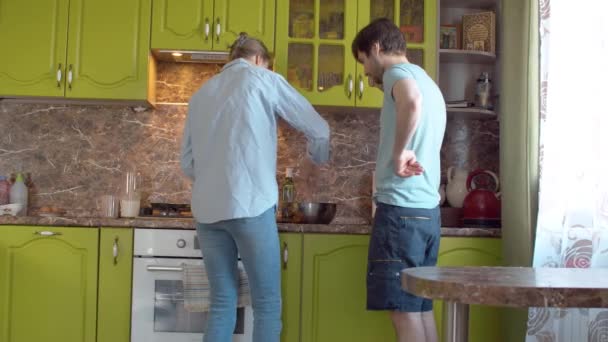 Wife and husband preparing pancakes - Video
