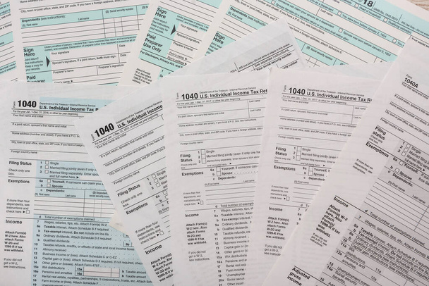 many 1040 tax form. Tax concept - Foto, Imagem