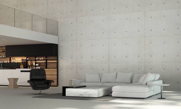 The modern lounge and modern living room and concrete wall texture and sea view - Photo, Image