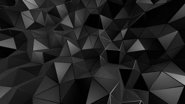 Black crystal background with triangles. 3d rendering, 3d illustration. - Фото, изображение
