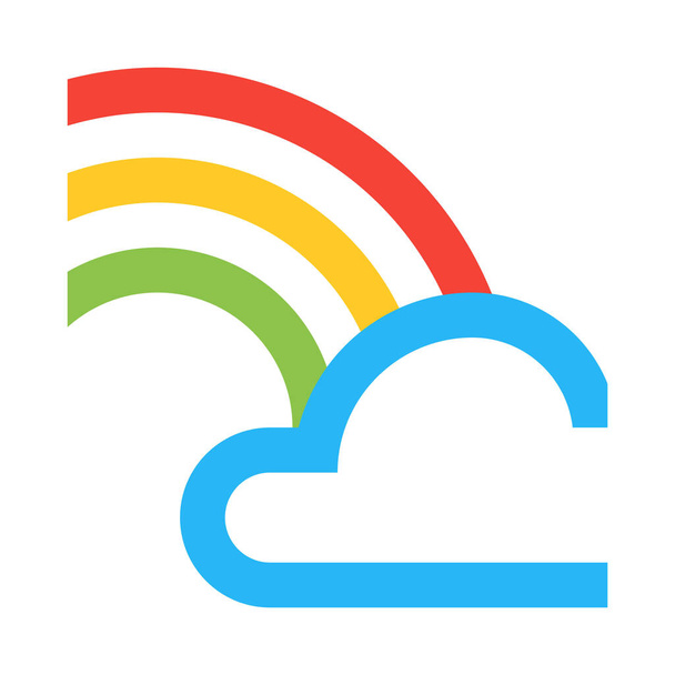 cloud with rainbow, vector minimalistic illustration - Vector, afbeelding