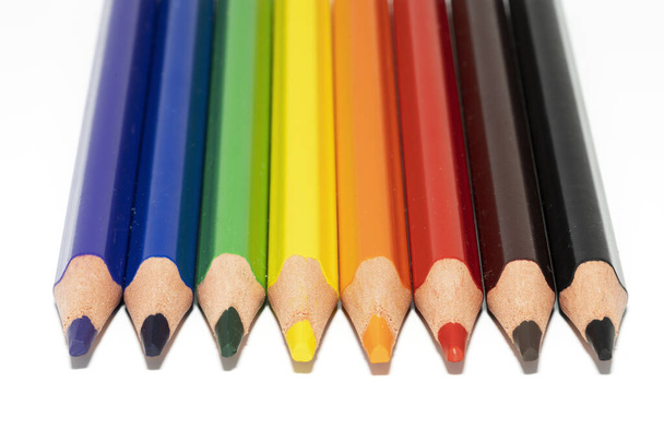 Closup view of colored pencil on white background - Фото, зображення