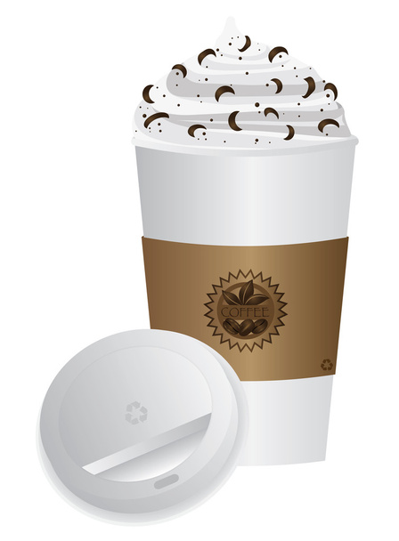 espresso drinken om te gaan met deksel illustratie cup - Vector, afbeelding