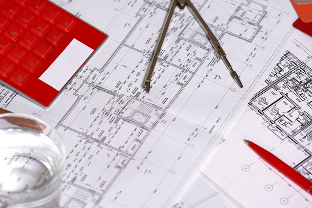 Drawing, selection of materials for the repair of apartments. - Photo, Image