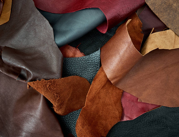 Leather samples in various colors. - Photo, Image