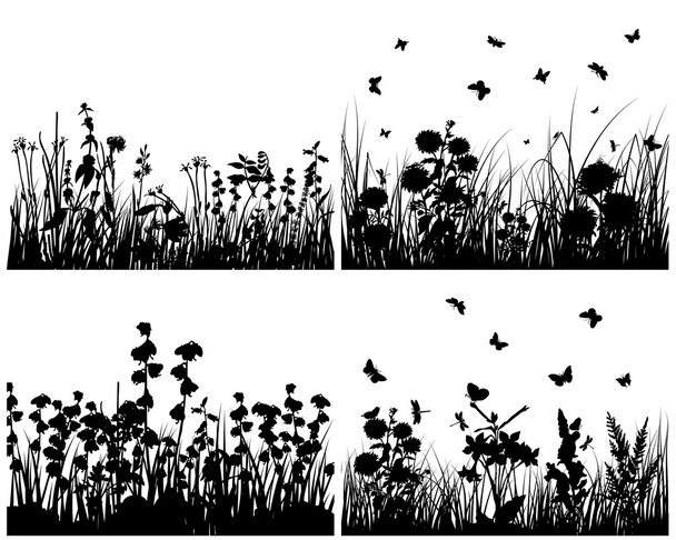 Silhouettes en herbe ensemble
 - Vecteur, image