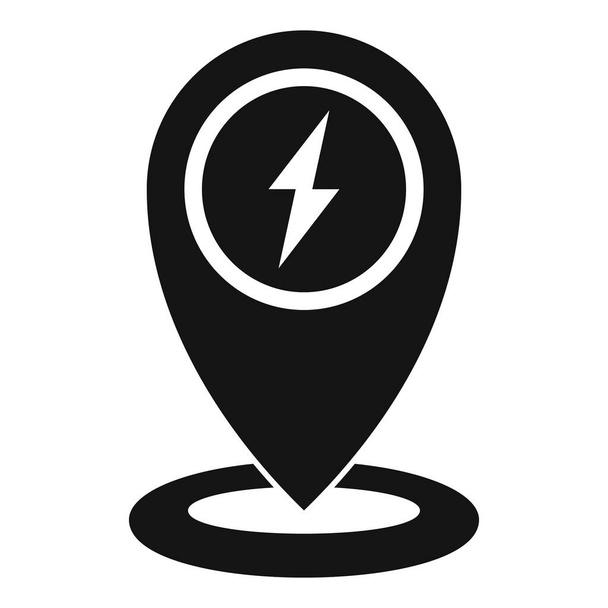 Gps pin charging car station icon, simple style - Vector, Image