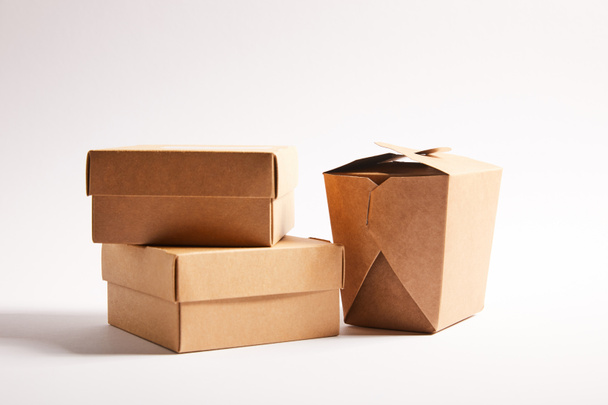 carton boxes with chinese food on white  - Photo, Image