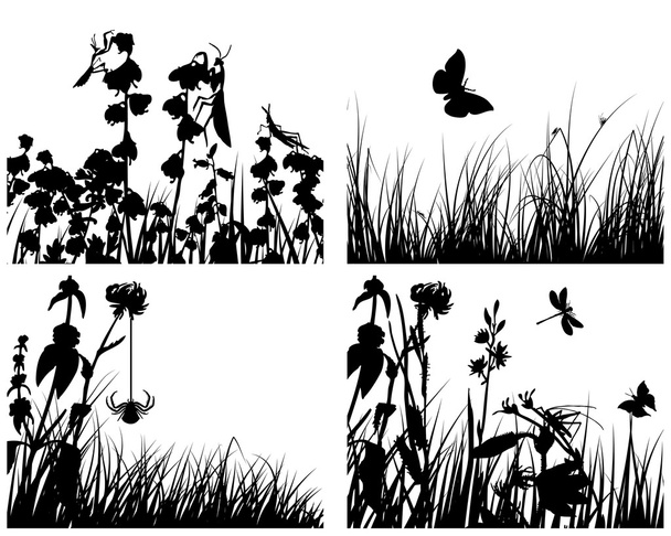 Conjunto de siluetas de hierba
 - Vector, imagen