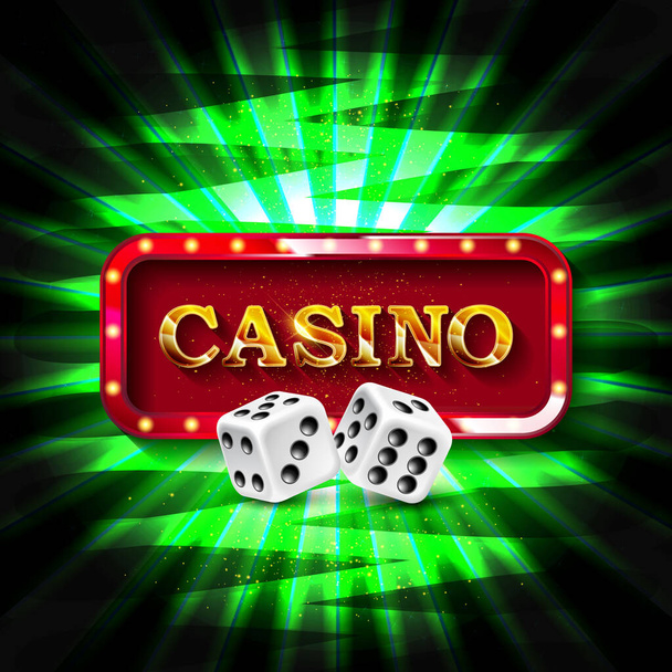 Shining sign Casino banner illuminated by spotlights. Vector illustration. - Vettoriali, immagini