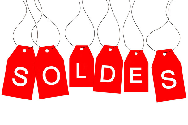 Etiquetas vermelhas formando a palavra vendas em um fundo branco
  - Foto, Imagem