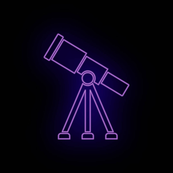 Παρατηρητήριο, τηλεσκόπιο, νέον εικονίδιο. Βιοτεχνολογία και Επιστήμη, Χημικό εργαστήριο. Μπορεί να χρησιμοποιηθεί infographic και presentation - Vector icon σε λευκό φόντο - Διάνυσμα, εικόνα