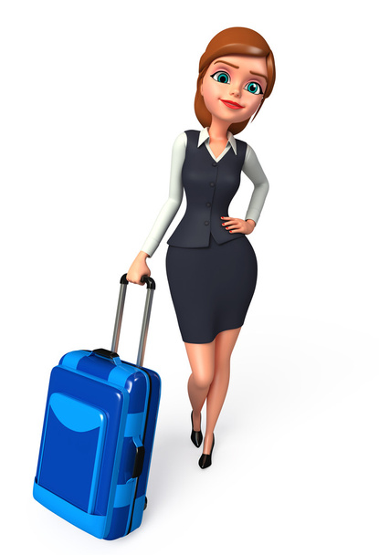 Business woman with traveling bag - Foto, afbeelding
