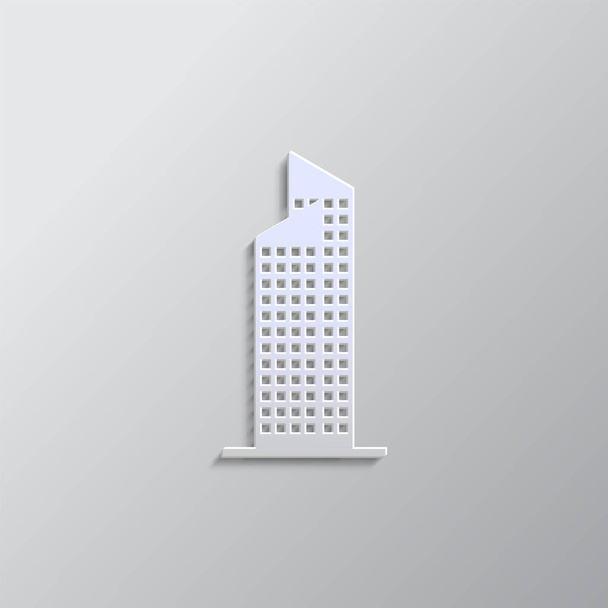 building paper style, icon. Grey color vector background- Paper style vector icon. - Vektör, Görsel