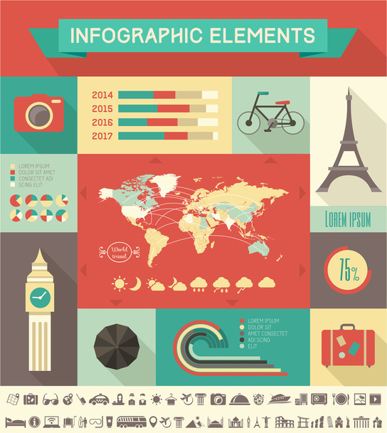 Travel Infographic Template. - Vettoriali, immagini