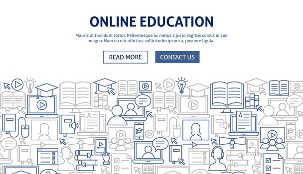 Diseño de banner de educación en línea
 - Vector, Imagen