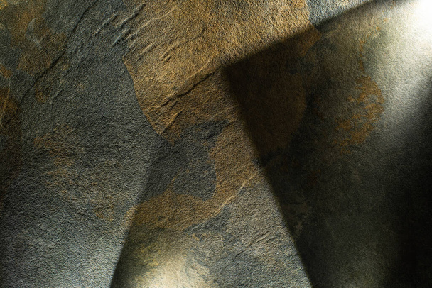 light prism with beams on dark stone texture background - Foto, Imagen